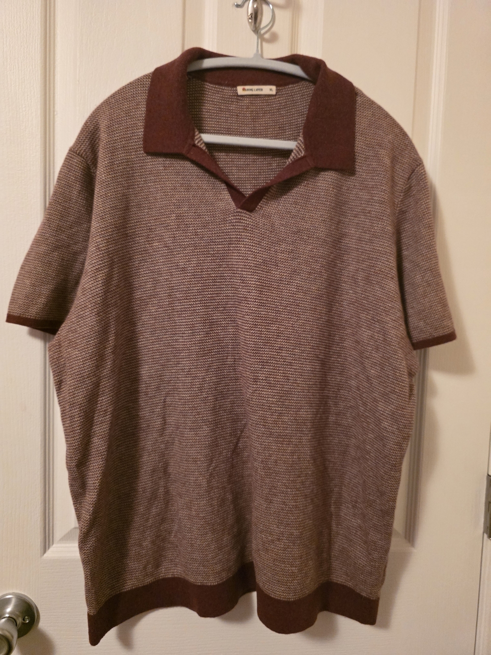 Marine Layer Liam Merino Wool Blend Sweater Polo Shirt Burgundy Red Knit XL